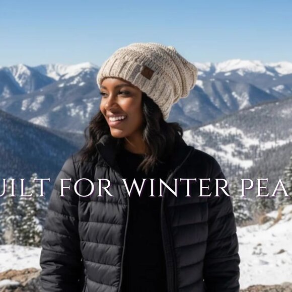 Slouchy Beanie Oversized Chunky Cable Knit Winter Hat Soft Warm Women